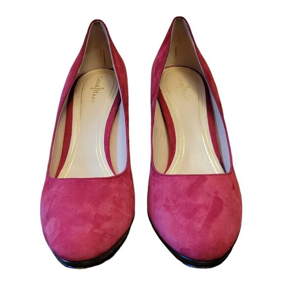 Cole Haan‎ Nike Air Chelsea High Heel Pumps Raspberry Stacked Wood Heel - 11B - Picture 2 of 8